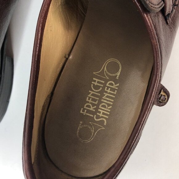 French Shriner Mens Shoes Size 10M Burgundy Leather Tassel Loafers F41174 main image 5